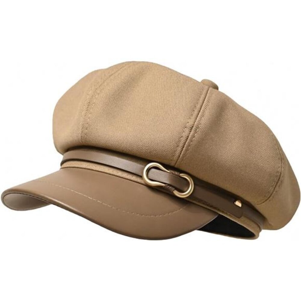 Women's Newsboy Cap Fashion PU Leather Cabbie Painter Hat Beret Cap